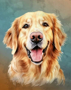 Golden Retriever Print Dog Poster Illustration 8x10 11X14 Watercolor Style - Picture 1 of 3