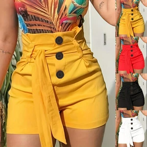 Plus Size Women Sexy Summer Button High Waist Wide-Leg Shorts Holiday Pants US - Picture 1 of 18