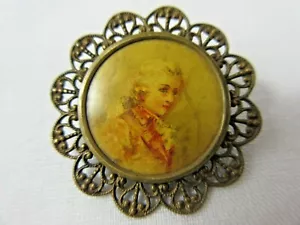 Vintage Pendant Victorian Style Portrait Brass - Picture 1 of 5