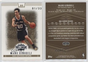 2007-08 Topps Triple Threads Gold /33 Manu Ginobili #45 HOF