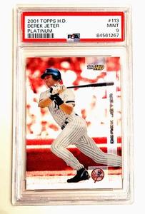 2001 Topps HD Derek Jeter Platinum PSA 9/199 NY YANKEE HOF EXTREMADAMENTE RARO - Imagen 1 de 3