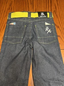 NWOT Y2K Red Ape Boys Jeans Denim Adjustable Waist Belted Straight Leg Size 7 - Picture 1 of 6