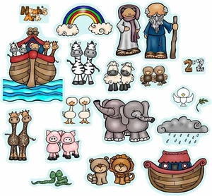Noah's Ark Felt Figures Bible Flannel Board Stories 20 pieces lesson activity - Picture 1 of 2