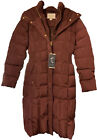 Cole Haan Down Maxi Quilted Inner Bib Drawstring Hooded Puffer Coat SZ XS NEW 