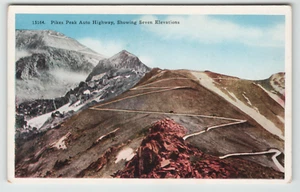 Postcard Pikes Peak Auto Highway with Seven Elevations, CO. - Picture 1 of 2