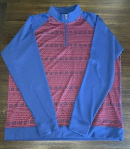 NWT Holderness Bourne 1/4 Zip Large. Golf Mens Blue Burgundy The Robinson - Picture 1 of 8