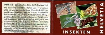 U5723  SWITZERLAND 2002 Stampbooklet with Royal dragonfly stamp used - Image 1 of 2