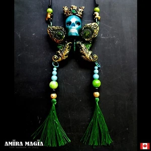 Art Deco Jewelry Necklace Pendant Butterfly Skull Lunar Moon Moth Royal Crown - Picture 1 of 24