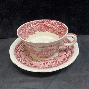 Mason's Vista Pink Flat Teacup & Saucer Set - Picture 1 of 13