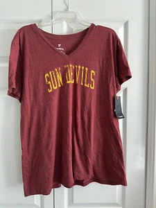 NWT Fanatics Arizona State Sun Devils T-Shirt Womens 3X Maroon V-Neck - Picture 1 of 3