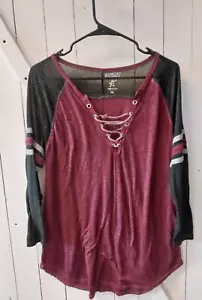 Almost Famous Top Cotton Blend Shirt Womens XXL 3/4 Sleeve - Picture 1 of 3