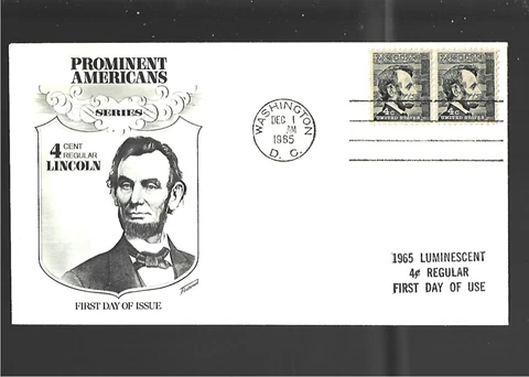 US FDC   # 1282A LINCOLN  1965  LUMINESCENT TAGGED   DC CANCEL  FLEETWOOD Cover