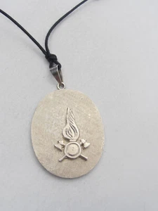 Vigili del Fuoco : Ciondolo in Argento 925 - Pendente con Simbolo dei Pompieri - Picture 1 of 3