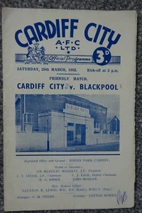 1951/52 CARDIFF CITY v BLACKPOOL Friendly Match - Picture 1 of 1