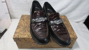 ZAPATOS DE SEÑORA NEGROS PENNY MOCASÍN TALLA 7.5 MARRÓN COCODRILO EN CAJA ITALIA 7 1/2 CASTAÑO - Imagen 1 de 6