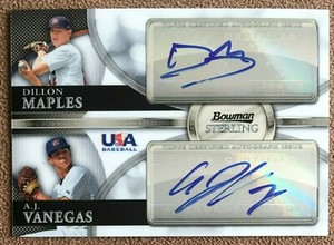Dillon Maples A.J. Vanegas 2010 Bowman Sterling Dual Autographs #BSDA-6 USA RC