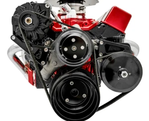 Sistema Chevy Serpentine Bloque Pequeño PS ALT Negro Sport Track SBC Largo 350 383 - Imagen 1 de 7