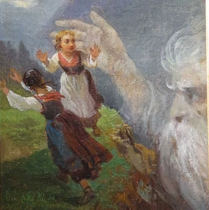 Münchener Maler um 1880 RÜBEZAHL Herr der Berge Riesengebirge Schneekoppe ? - Bild 1 von 10