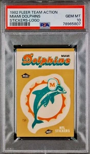 POP 4 PSA 10 1982 Fleer Miami Dolphins Full Team Logo Vintage Sticker Promo RARE - Picture 1 of 3