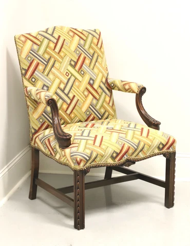 Mid 20th Century Mahogany Chippendale Martha Washington Armchair Cover