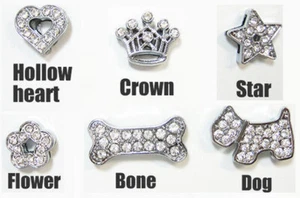 Bling Rhinestone 10mm Letter Alphabet Diamante Slide Charm DIY Jewellery - Picture 1 of 5