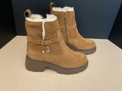 Novo! Botas femininas Steve Madden Colletta camurça camelo sola fivela. Tamanho 7,5 M. - Imagem 1 de 4