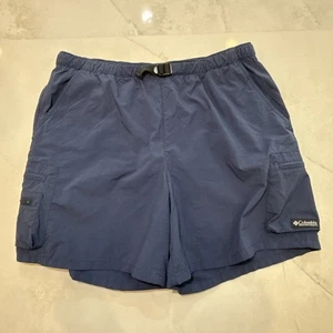 Columbia Women’s Nylon Hiking Shorts Blue Size L Cargo Pockets Adjustable Belt - Picture 1 of 9