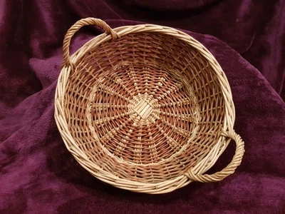 Vintage Round Woven Wicker 2 Handled Basket Bread / Fruit etc - Image 1 of 4