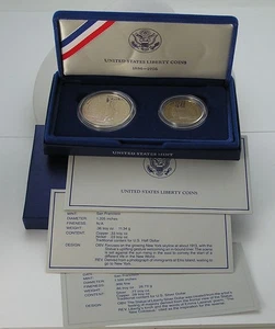 1986 S Proof Liberty Coin Set Silver Dollar Half Dollar Ellis Island Box & COA 2 - Bild 1 von 6