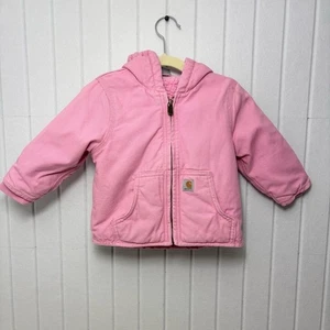 Chaqueta Carhartt Niñas Pequeñas 18M Pato Lona Forrada Sherpa Con Capucha Aislante Rosa - Imagen 1 de 10