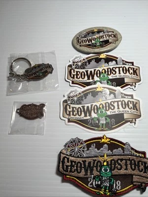 Geowoodstock 2018 Swag Key Chain, Pin, Stickers, Patch And A Trackable - Image 1 of 4