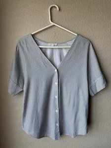 Camisa cápsula con botones VETTA The Girlfriend negra blanca a rayas pequeña para mujer - Imagen 1 de 10