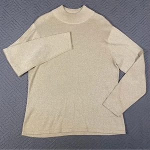 Talbots Silk Blend Gold Metallic Turtleneck Sweater Size Medium EUC - Picture 1 of 6