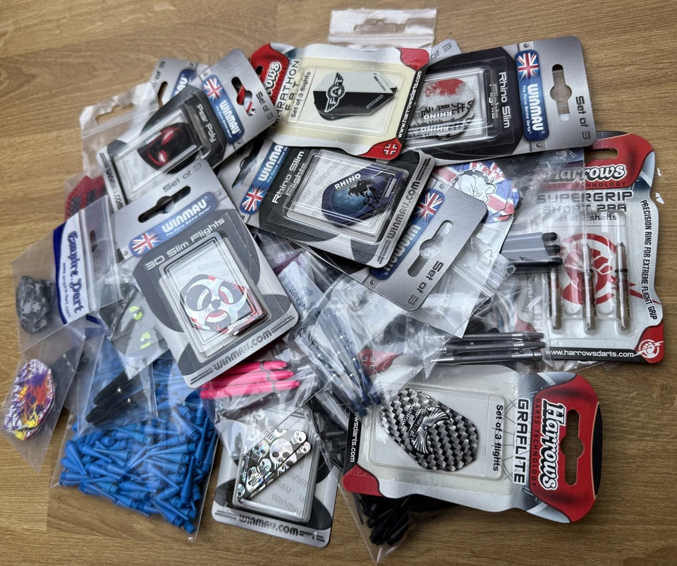 Dart Zubehör Mystery Paket 1 Flights Schäfte Spitzen Winmau Harrows Pentathlon.. - Bild 1 von 1