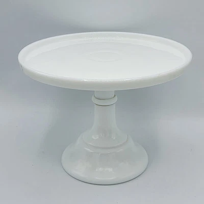 Mosser Glass USA Vintage Style Cake Stand Milk White 9 inch - Image 1 of 4