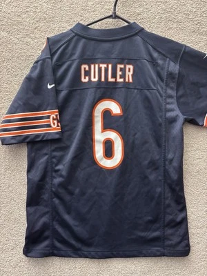 Camiseta Nike Jay Cutler #6 Chicago Bears Juvenil Grande (14/16) Azul Naranja Sobre el Campo Foto 1 de 4