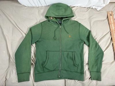 Jaqueta Polo Ralph Lauren Asteca com Capuz Verde Floresta Média Zíper Completo Y2K Vintage  - Imagem 1 de 4