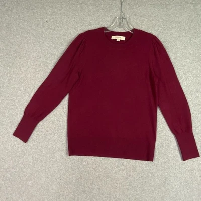 Loft Sweater Womens S Burgundy Long Sleeve Crew Neck Long Sleeve Pullover - Image 1 of 4