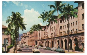 Postcard Bishop Street Downtown Historic Honolulu Hawaii Street Scenes Chrome - Picture 1 of 2