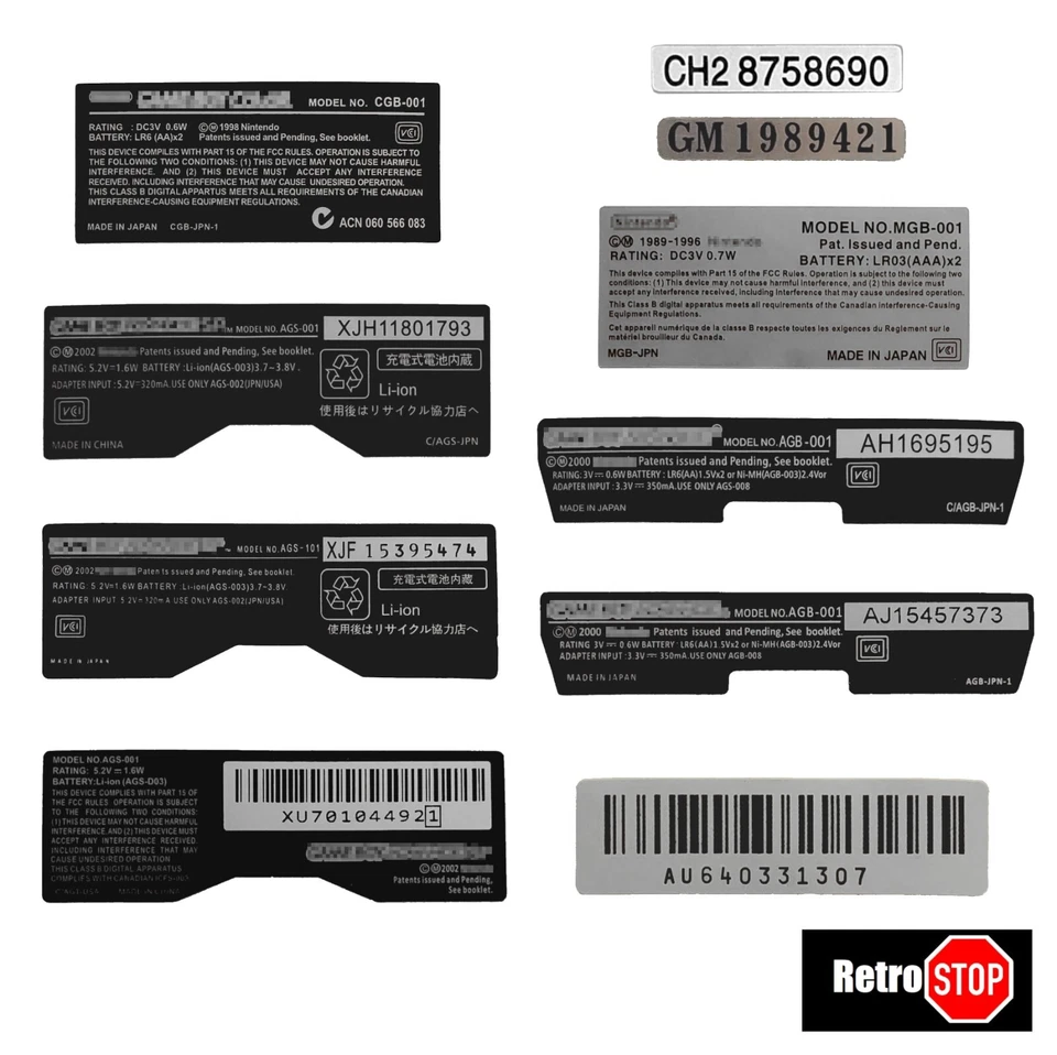 Aufkleber Nintendo GameBoy Classic Color Pocket Advance GBA SP Seriennummer NEU✅