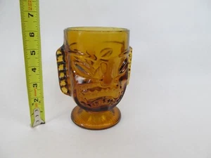 Amber Glass Tiki Mug Drinking Glass Cup - Picture 1 of 2