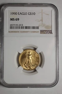 1990 $10 Gold Eagle MS69 Key Date NGC MS69 - Picture 1 of 4