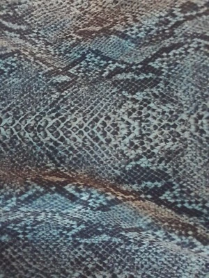 6 yards - Turquoise Snakeskin Printed Faux Synthetic Fabric 48" x 6 yards - NEW - Image 1 of 4