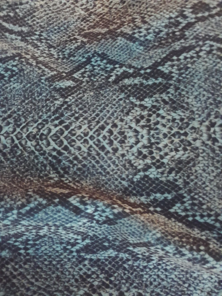 6 yards - Turquoise Snakeskin Printed Faux Synthetic Fabric 48" x 6 yards - NEW - Image 1 of 4