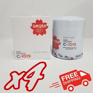 4x Pack Sakura C-1019 Oil Filters - Equivalent Ryco Z313, Mitsubishi OEM1230A114 - Picture 1 of 2