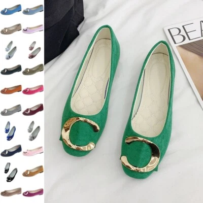 Women Flats Slip On Flat Shoes Formal Ladies Square Toe Classic Pumps Buckle - Изображение 1 из 4