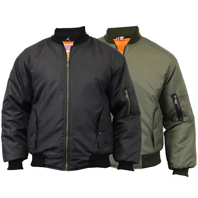 MENS BOMBER JACKET MA1 ARMY PILOT BIKER MILITARY SECURITY PADDED HARRINGTON COAT - Image 1 of 4