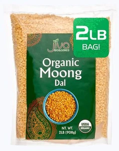 Organic Moong Dal Yellow 32oz Split Mung Beans Vegan Protein Jiva Organics - Picture 1 of 9