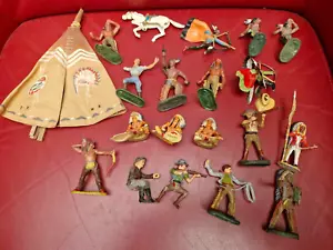 Lot of 18 ELASTOLIN Indians & Covboys & Horse & INKA ZELT pre WWII used conditio - Bild 1 von 12