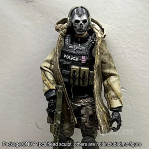 Cabeza de hombre soldado esculpida cabeza de fantasma premium 1/18 para figura de acción personalizada de 3,75" - Imagen 1 de 6